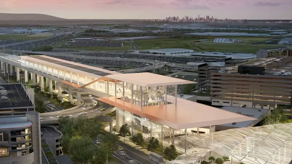 The future above-ground Melbourne Airport railway station.