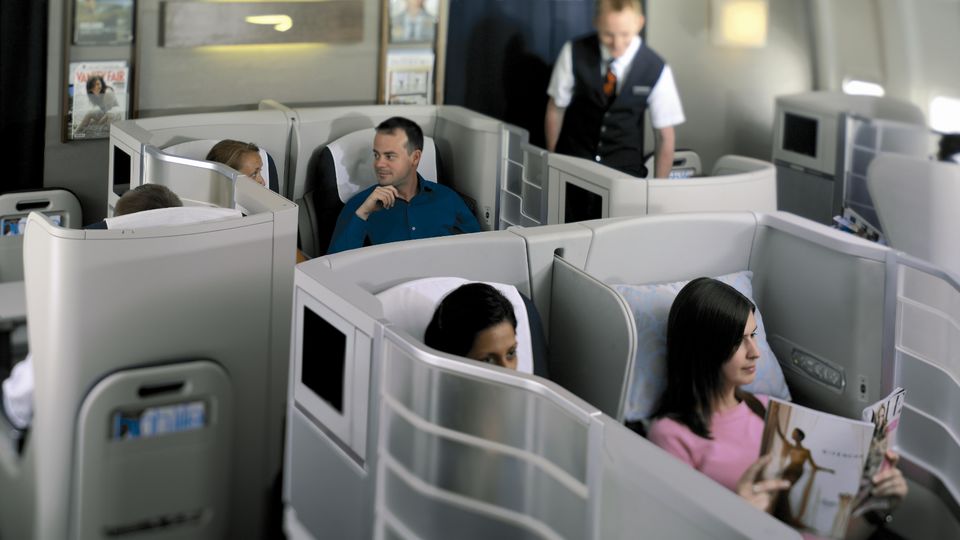 Out: the cramped crowded Club World business class seats.