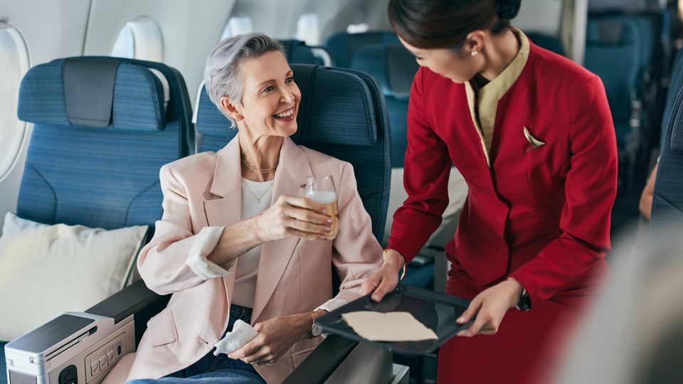 Enjoy the comfort of Cathay Pacific premium economy all the way to Europe, the UK or North America.