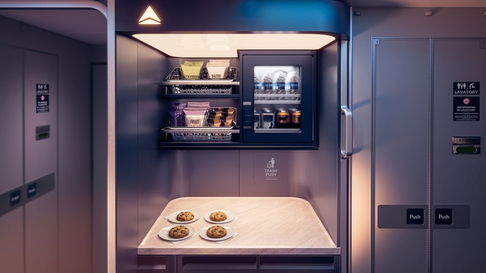 The A350-1000's walk-up snack and refreshment bar for business class.