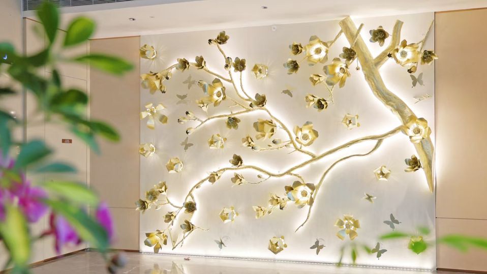 This central installation is shaped like a kapok flower, which is the emblem of Guangzhou.