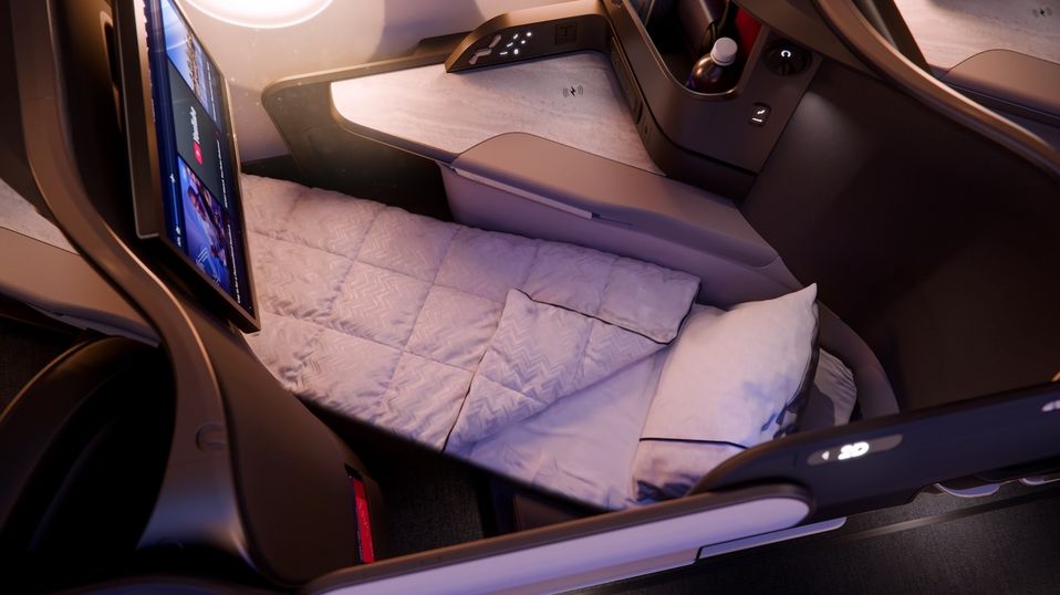 Missoni bedding remains a key feature of the A350-1000 Delta One suites.