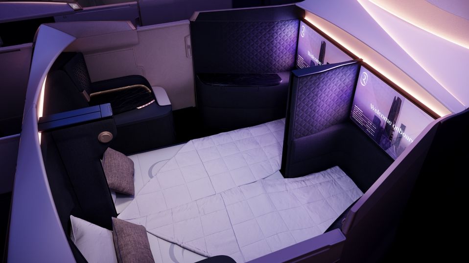 Riyadh Air's 787 Business Elite suites boast a 32-inch Astrova OLED panel.