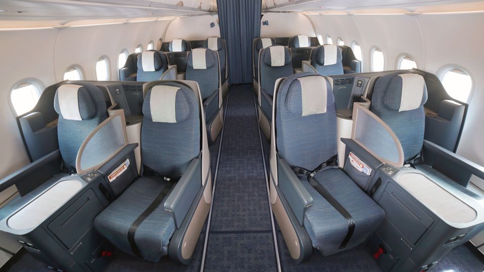 PAL's A321neo business class uses this dated 2-2 design, although at least the seats become lie-flat beds.