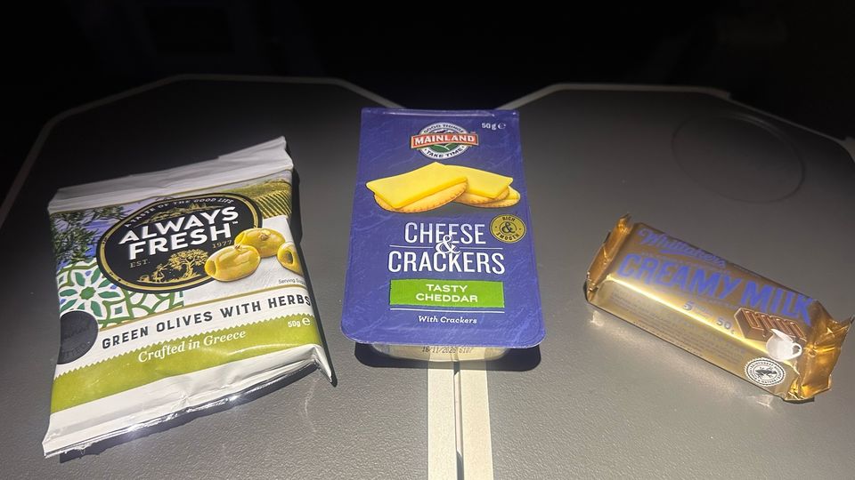 Some of the snacks and sweet treats available to Jetstar's 787 business class passengers.