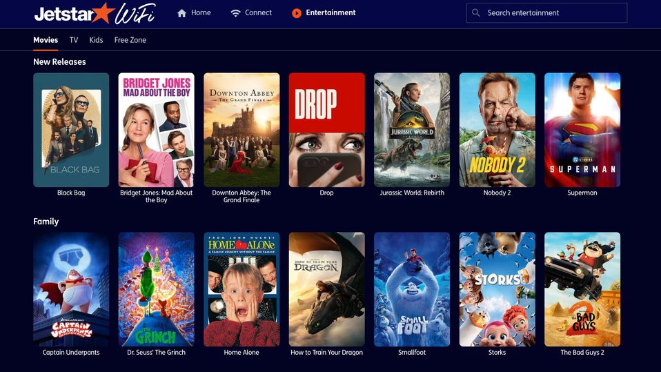 Jetstar maintains a very modest selection of inflight movies and TV shows.