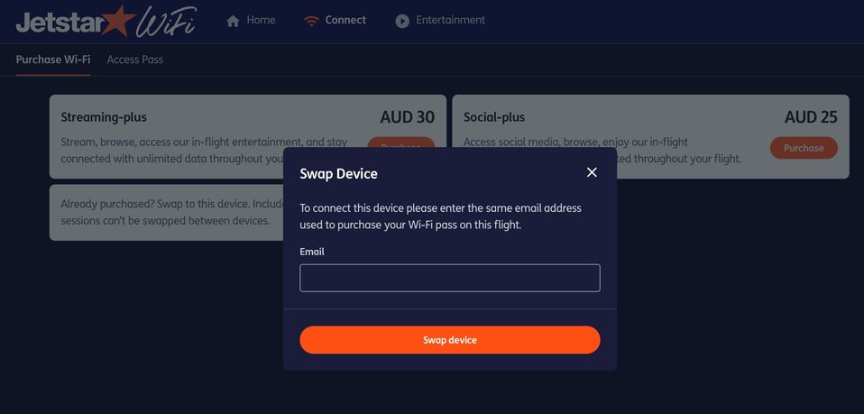 Switch your inflight Wi-Fi between devices.