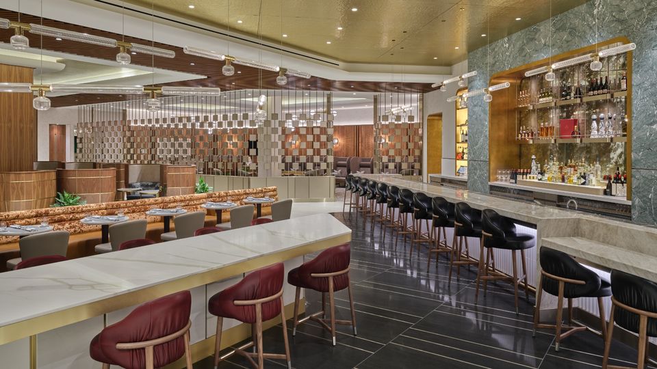 The chic Delta One lounge at LAX T3.