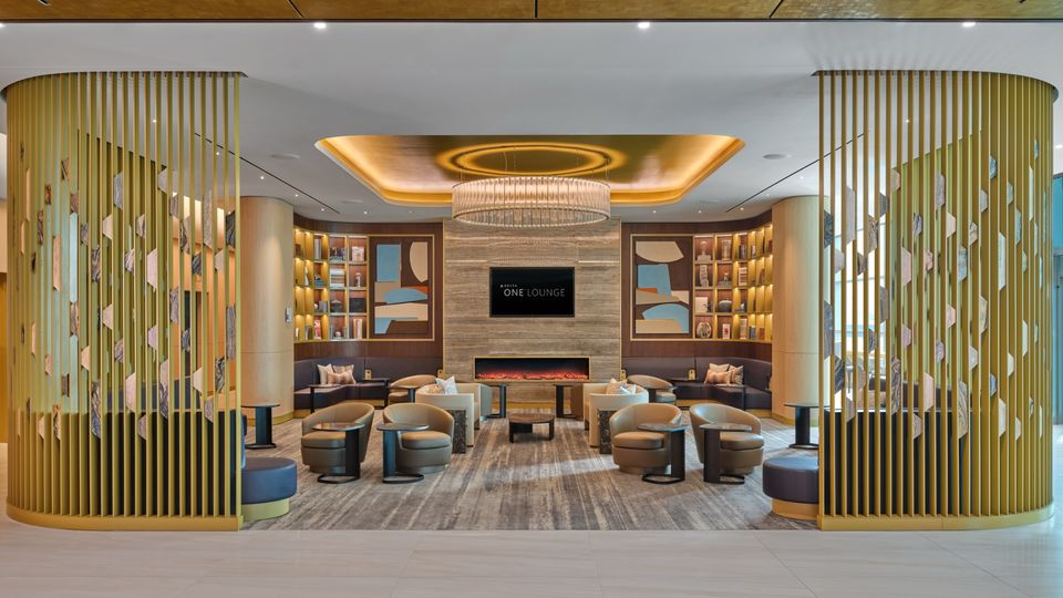 The elegant Delta One lounge at New York JFK.