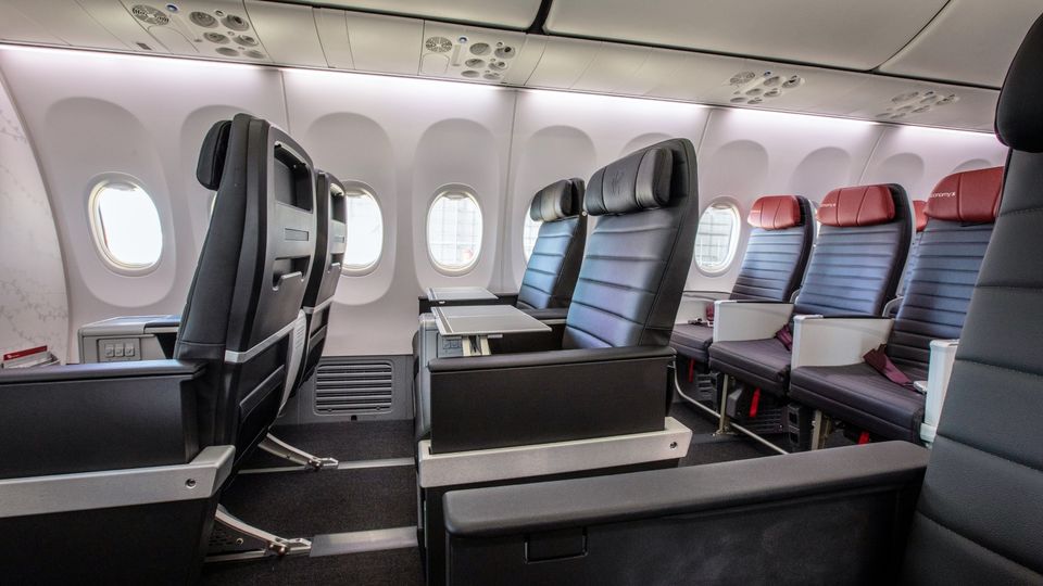 Virgin's current two-class 737 cabin.