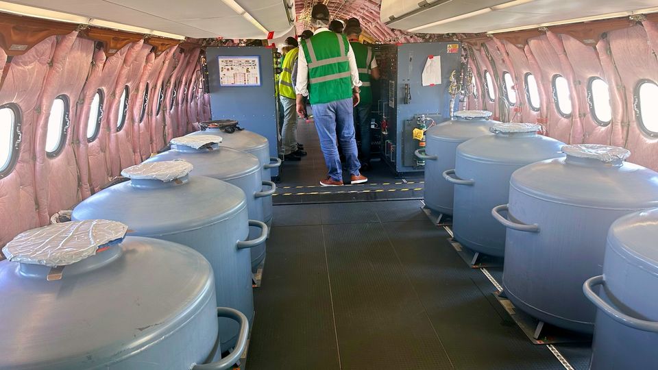 Inside Airbus' A321XLR test aircraft.
