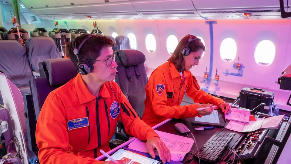 The monitoring station on Airbus' A350-1000ULR test aircraft.