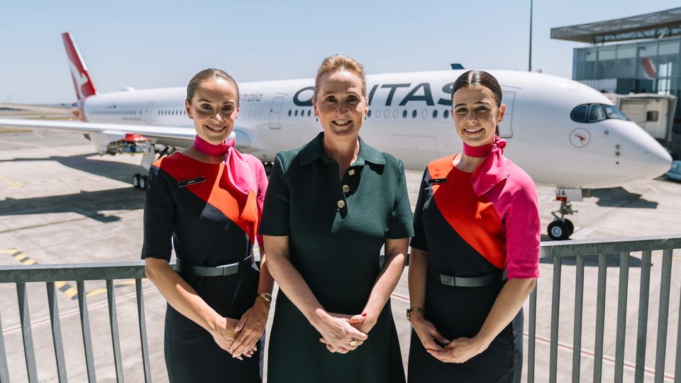 Qantas CEO Vanessa Hudson with the airline's first A350-1000ULR.