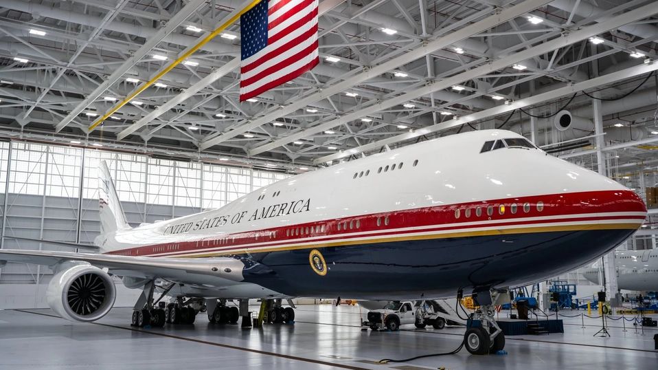 The new US flagship sits under the US flag.