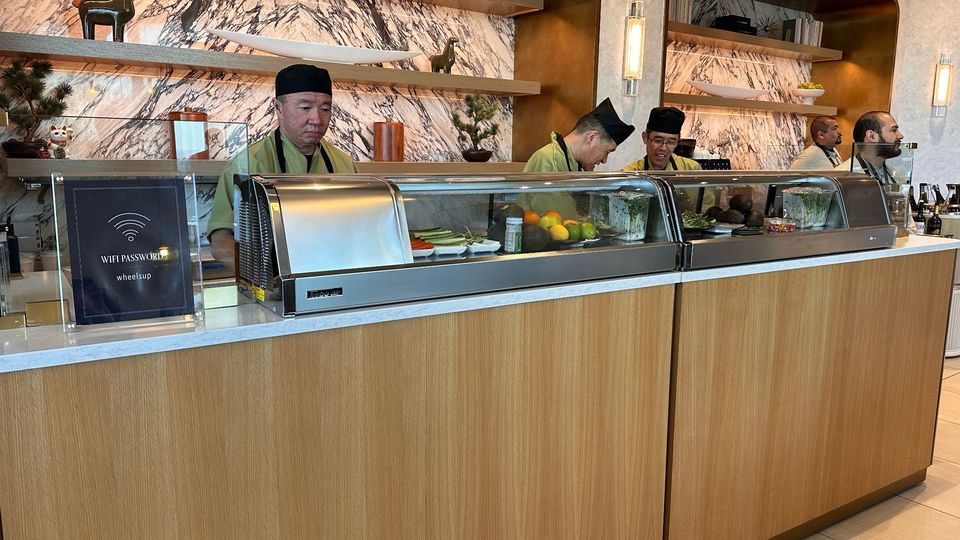 The sushi bar at LAX's Delta One Lounge.