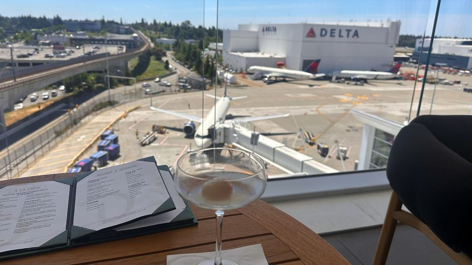 A lychee martini on the terrace of Seattle's Delta One Lounge.