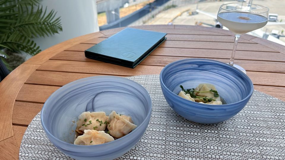 Truffle edamame dumplings and shrimp & chicken dumplings.