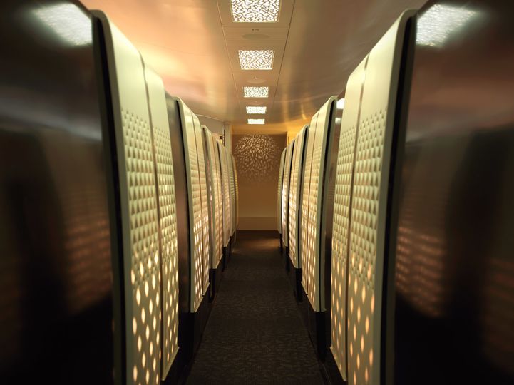 The First Class aisle on Etihad's A380s