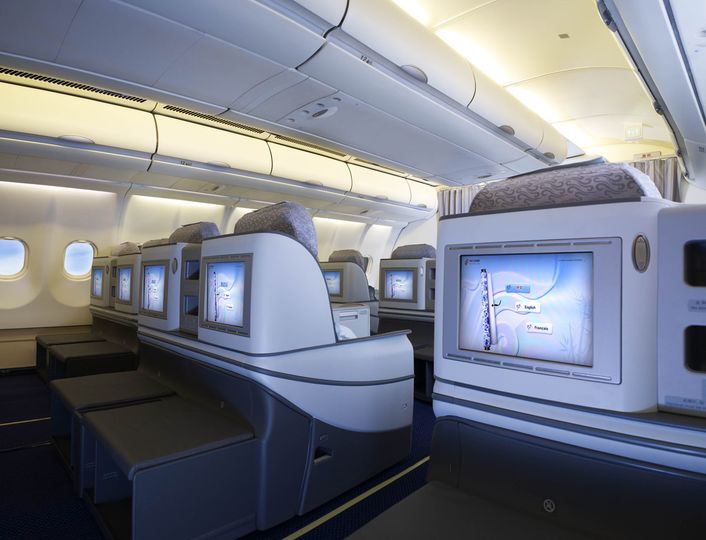 Air China's lie-flat business class seats adopt a 2-2-2 layout