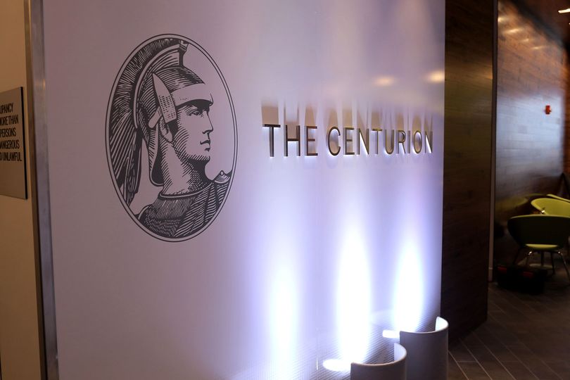 AMEX's iconic Centurion wall. John Parra/Getty Images for American Express