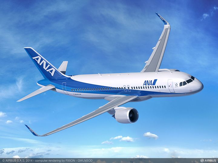 The Airbus A320neo in ANA livery