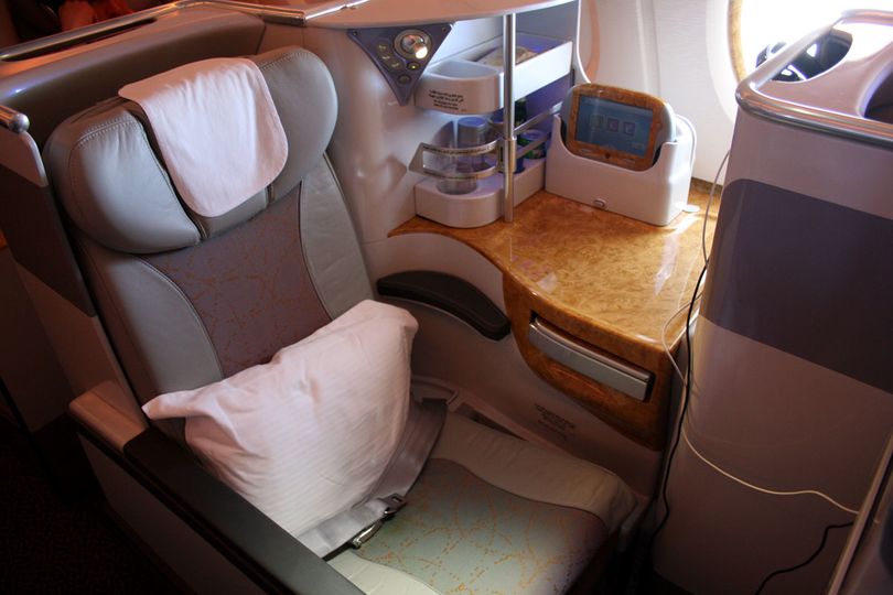 Emirates' Airbus A380 business class seats, based on the same Solstys design