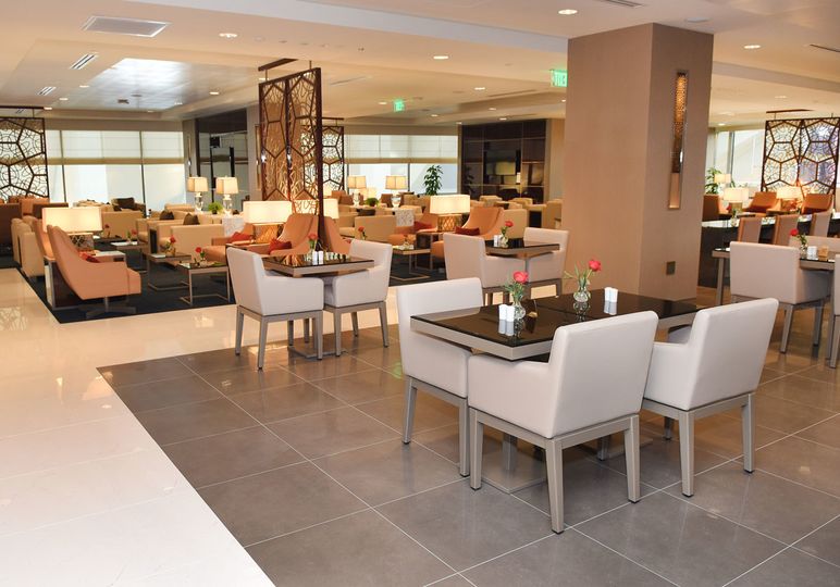 One flight per day makes for a quiet Emirates lounge at LAX...