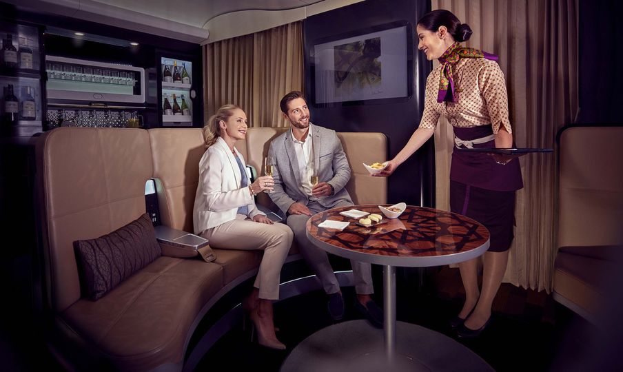 The Lobby, open to business class, first class and The Residence passengers on Etihad's A380s