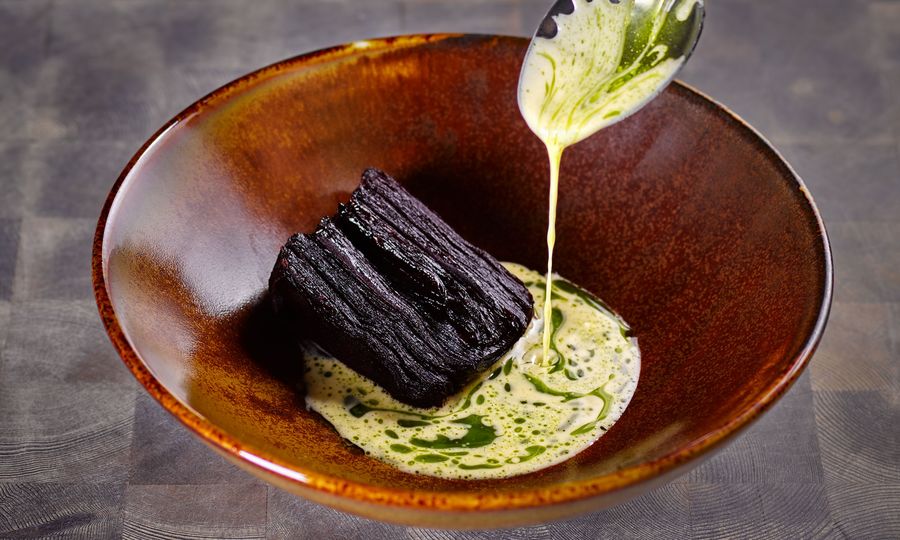 Blue by KLM's signature dish, beetroot millefeuille.