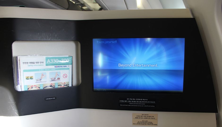 Korean Air Airbus A330-300 business class inflight entertainment