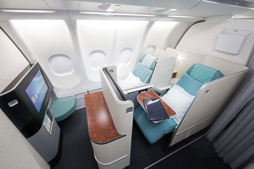 Business class aboard Korean Air's Airbus A330s always had little difference to business class in the row behind.