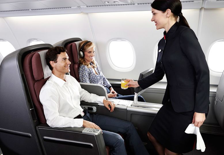 Business class on Qantas' Airbus A380s, found on select flights to Hong Kong