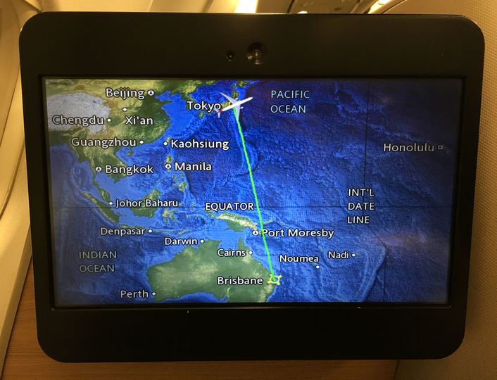 Aircraft journey map in Qantas Airbus A330-300 business class