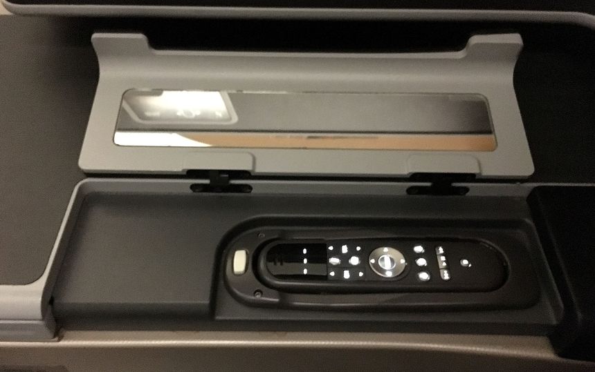 Inflight entertainment remote control in Qantas Airbus A330-300 business class