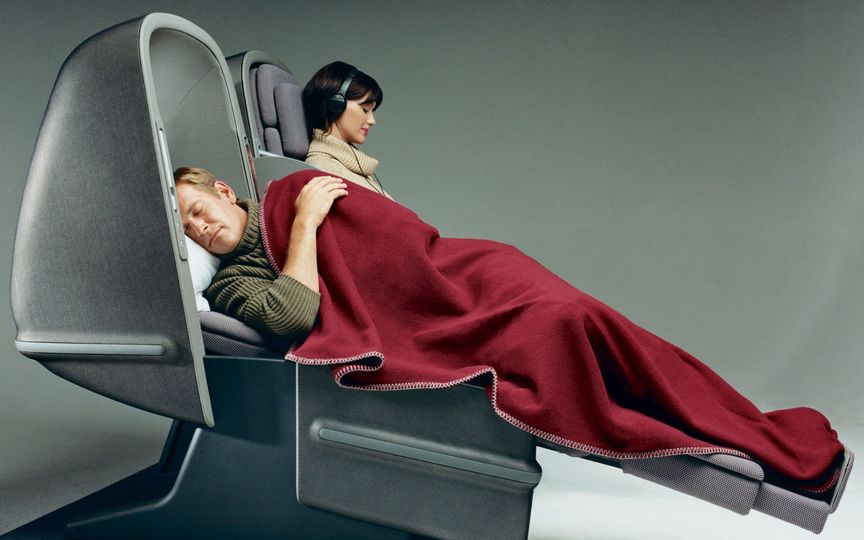 The original Qantas Skybed wasn't quite a fully-flat bed...