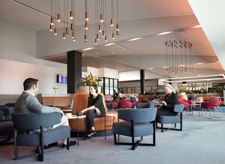 The refreshed Qantas Melbourne Domestic Business Lounge.. Qantas