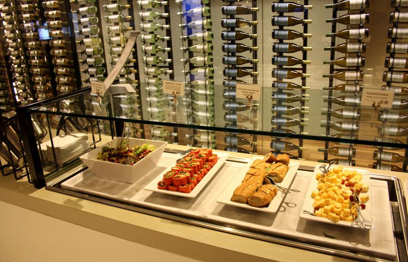 The red wraps are vegetarian, which sure beats only touching the salad bar.