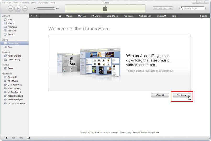 Click continue...
