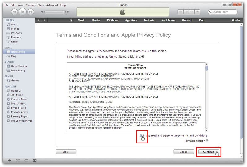 Decide if you agree to the terms & conditions.